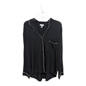Nordstrom Rack Black Button Up Pajama Top NWT Size Large Soft Comfort Sleepwear